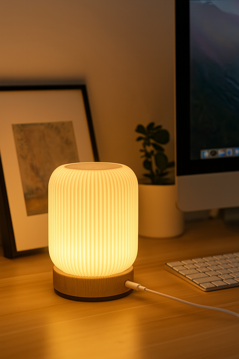 Ribbed Glow LED Lamp – Texture Meets Tranquility