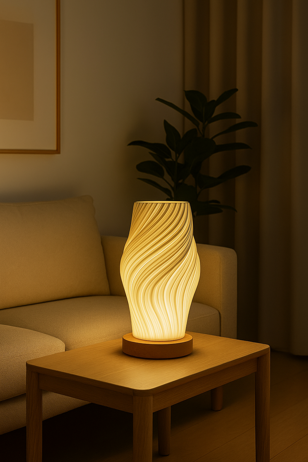 Flow Form Ceramic LED Lamp – Timeless Texture, Gentle Glow