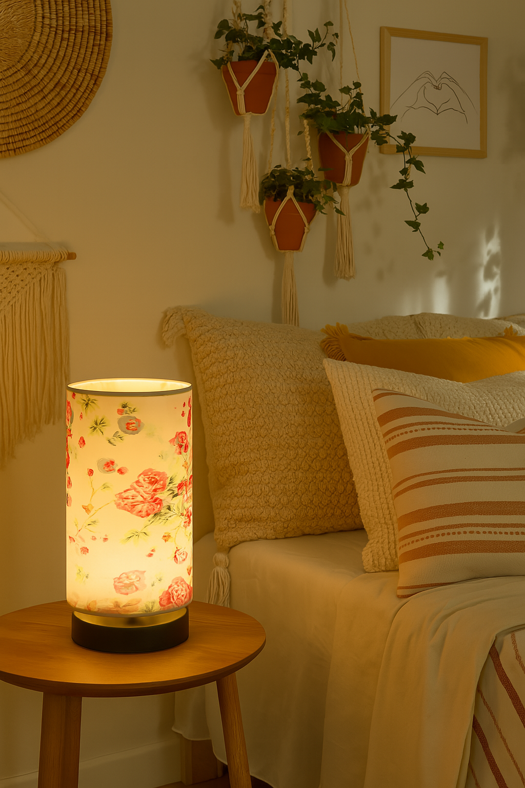 Floral Glow Boho Lamp – Whimsical Light with Romantic Flair