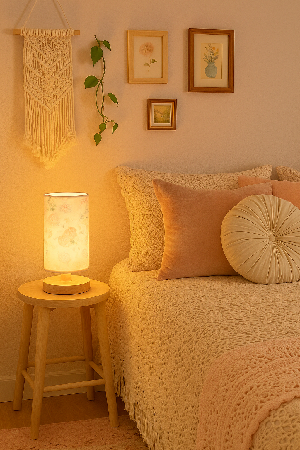 Floral Glow Boho Lamp – Whimsical Light with Romantic Flair