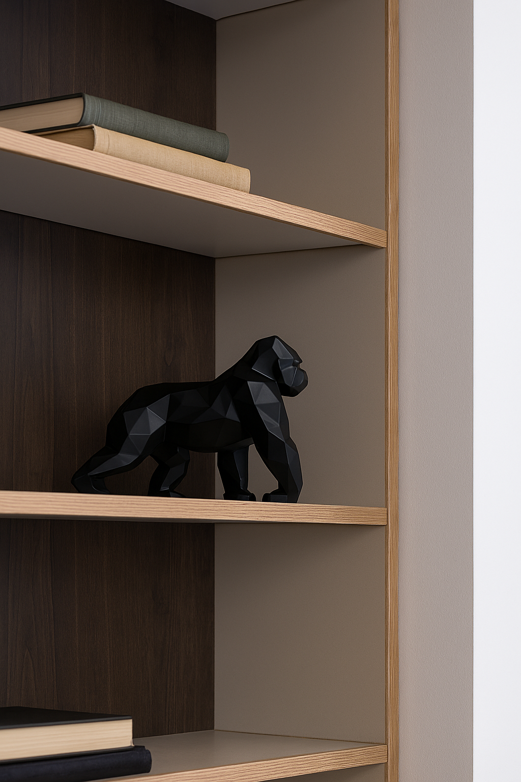 Geometric Gorilla Sculpture – Modern Black Decorative Accent