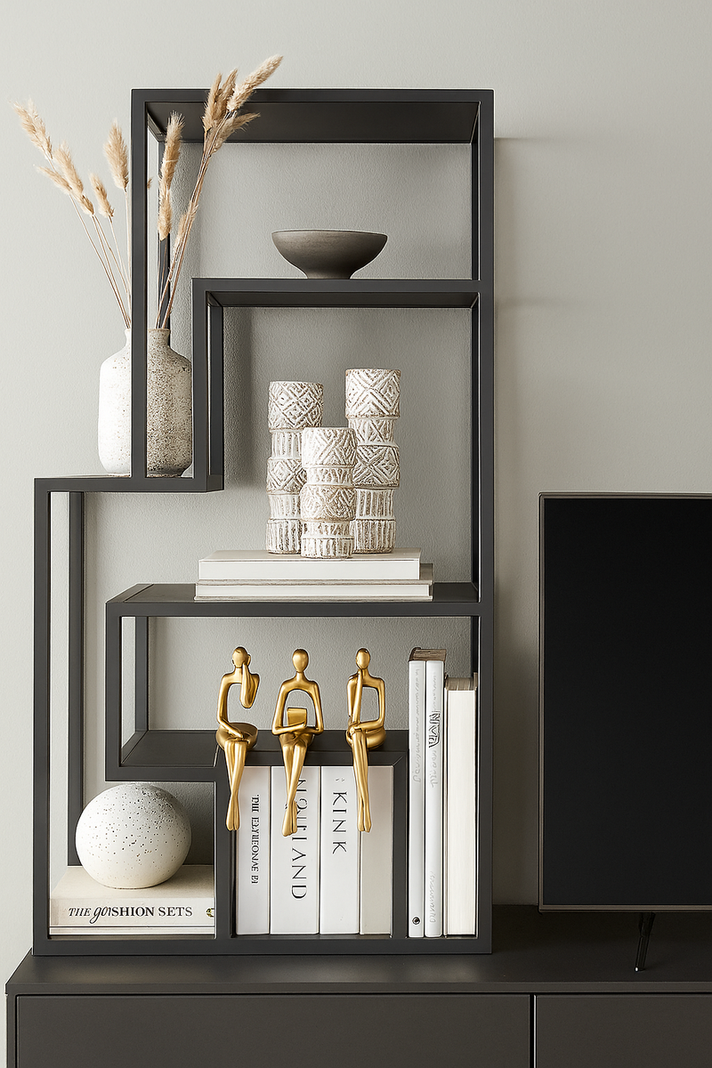 Set of 3 Modern Abstract Gold Thinker Sculptures