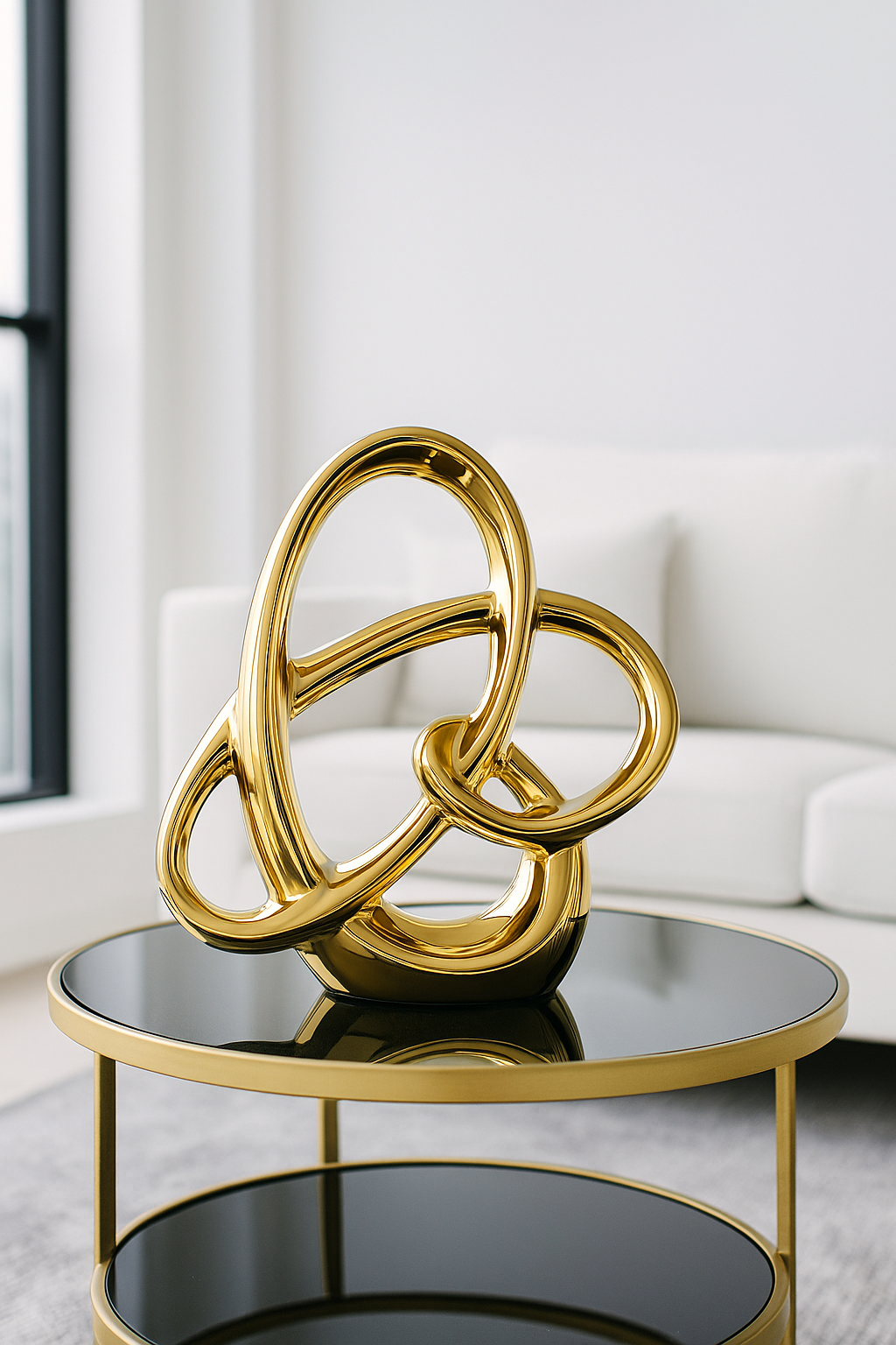 Gold Abstract Loop Sculpture
