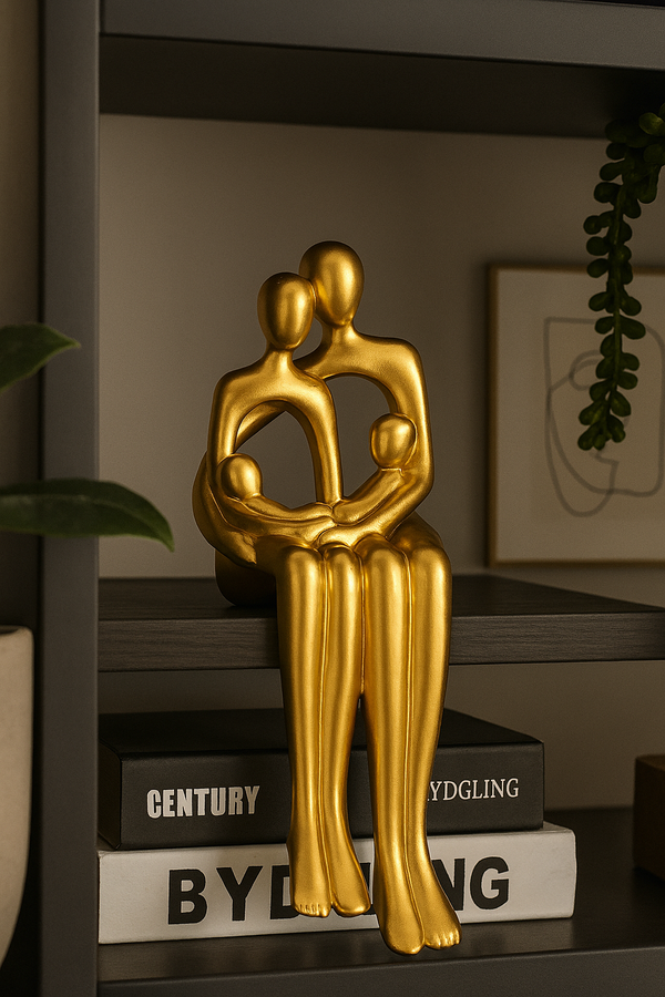 Gold Family Embrace Sculpture