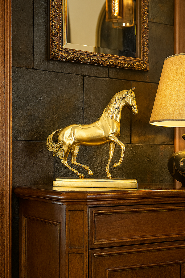 Luxurious Gold Horse Sculpture