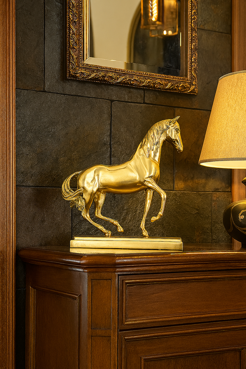 Luxurious Gold Horse Sculpture