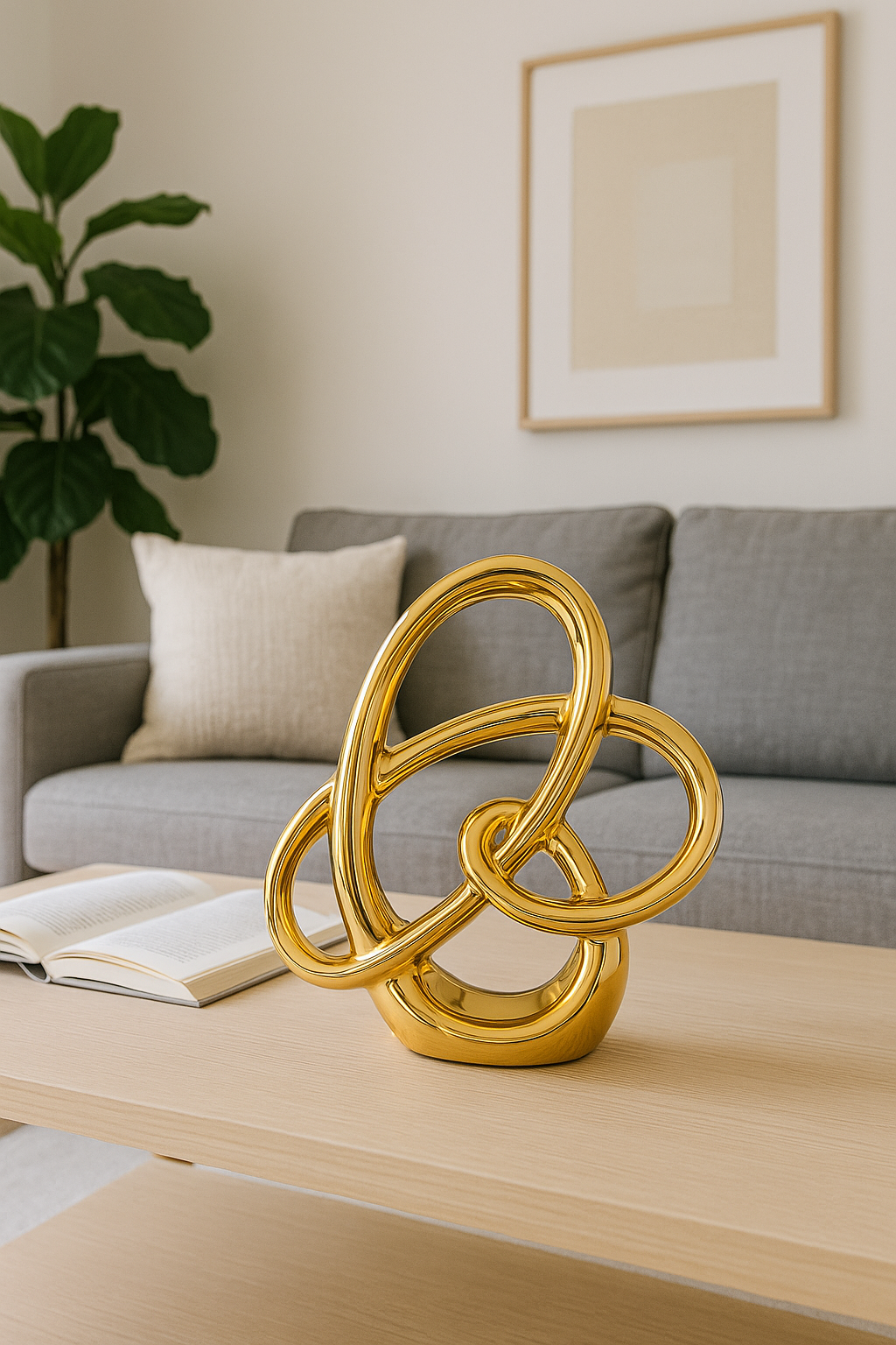 Gold Abstract Loop Sculpture