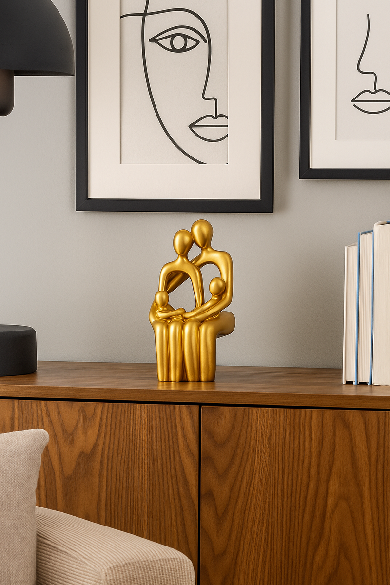 Gold Family Embrace Sculpture