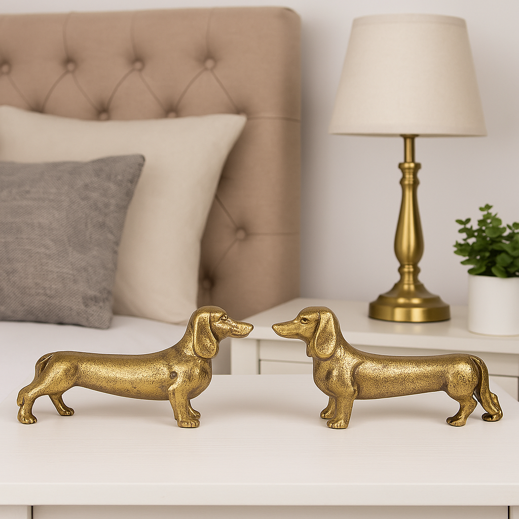 Gold Dachshund Figurines – Set of 2