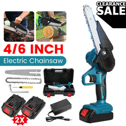 4"/6" Cordless Wood Cutter Chainsaw - Powerful Battery-Powered Tool with 2 High-Capacity Batteries for Efficient Cutting