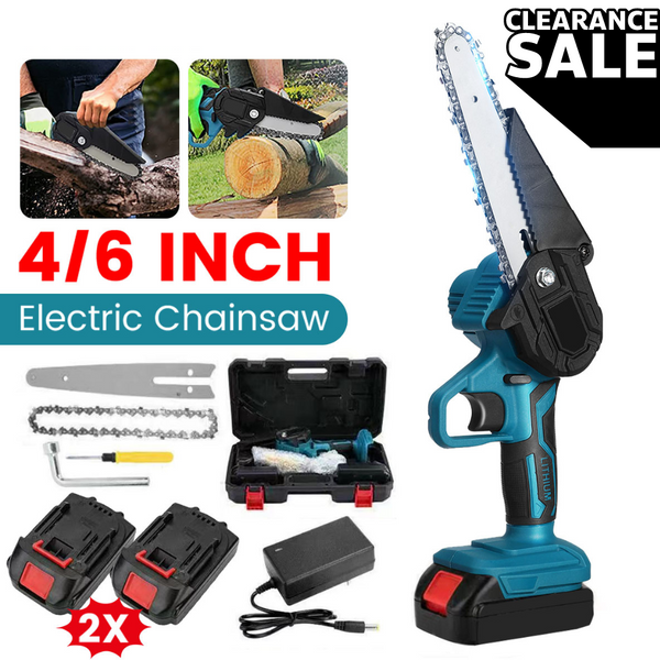 4"/6" Cordless Wood Cutter Chainsaw - Powerful Battery-Powered Tool with 2 High-Capacity Batteries for Efficient Cutting
