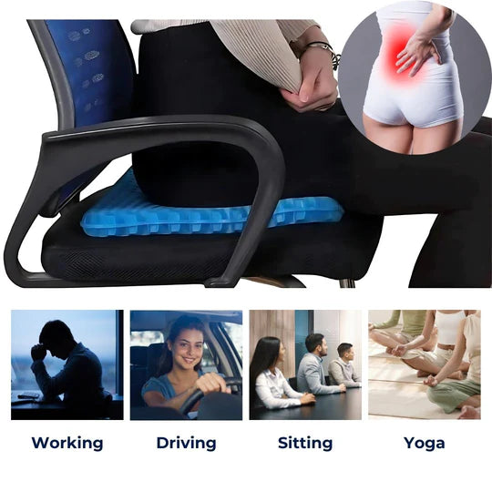 Orthopedic Gel Seat Cushion for Tailbone & Lower Back Pain Relief - Ergonomic Support for Office, Car, & Home Use