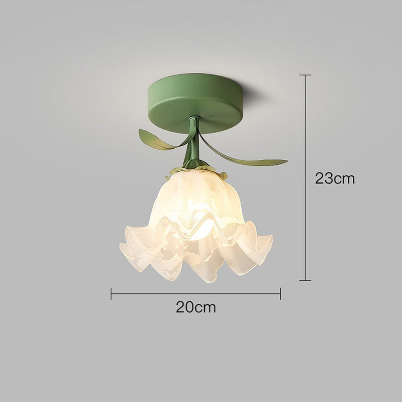 Elegant Floral Glass Shade Ceiling Light Fixture - Stylish Home Lighting Decor