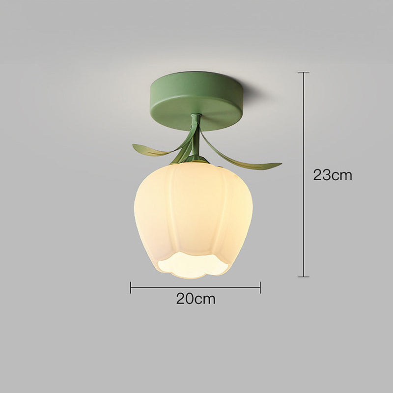 Elegant Floral Glass Shade Ceiling Light Fixture - Stylish Home Lighting Decor