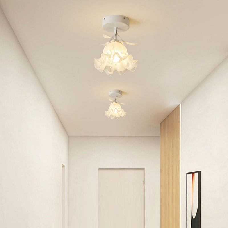 Elegant Floral Glass Shade Ceiling Light Fixture - Stylish Home Lighting Decor