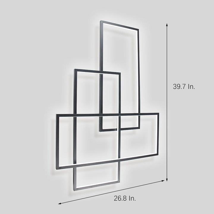 Modern Overlapping Rectangles Aluminum LED Flush Mount Ceiling Light - Geometric Style Lighting Fixture