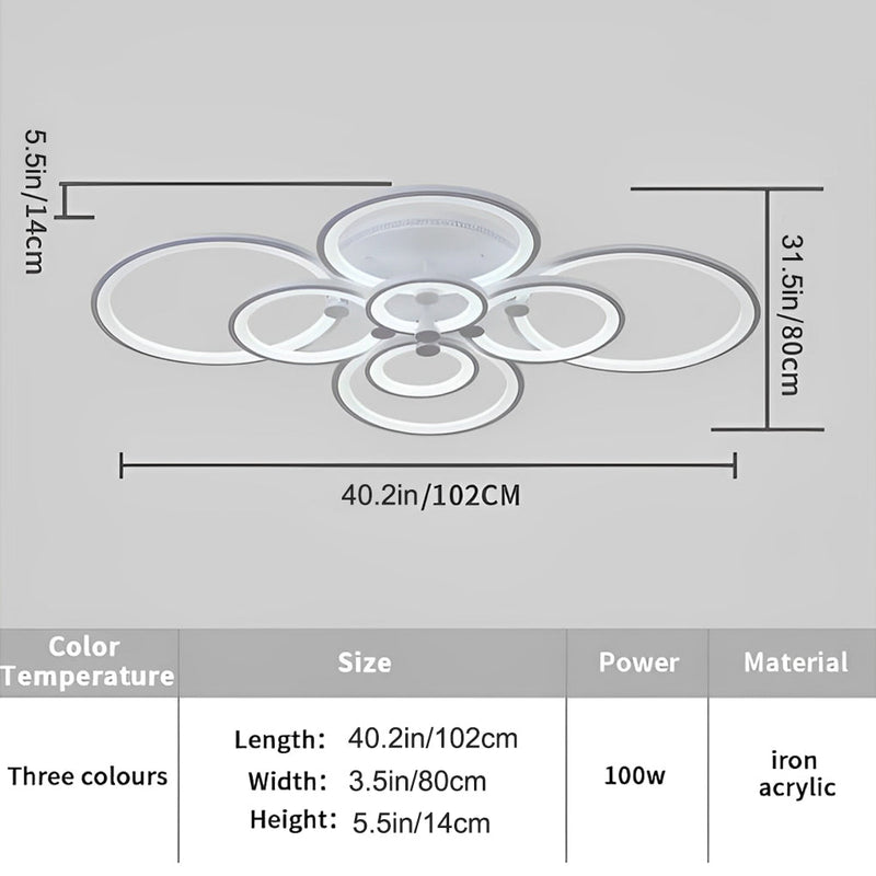 Elegant Semi Flush Mount Ceiling Light - Unique Overlapping Rings Design for Modern Home Decor