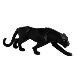 Black Geometric Panther Sculpture