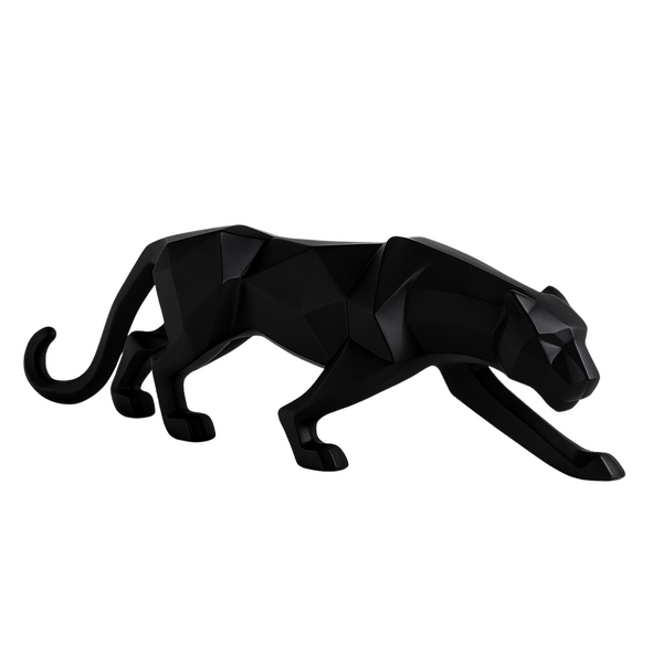 Black Geometric Panther Sculpture