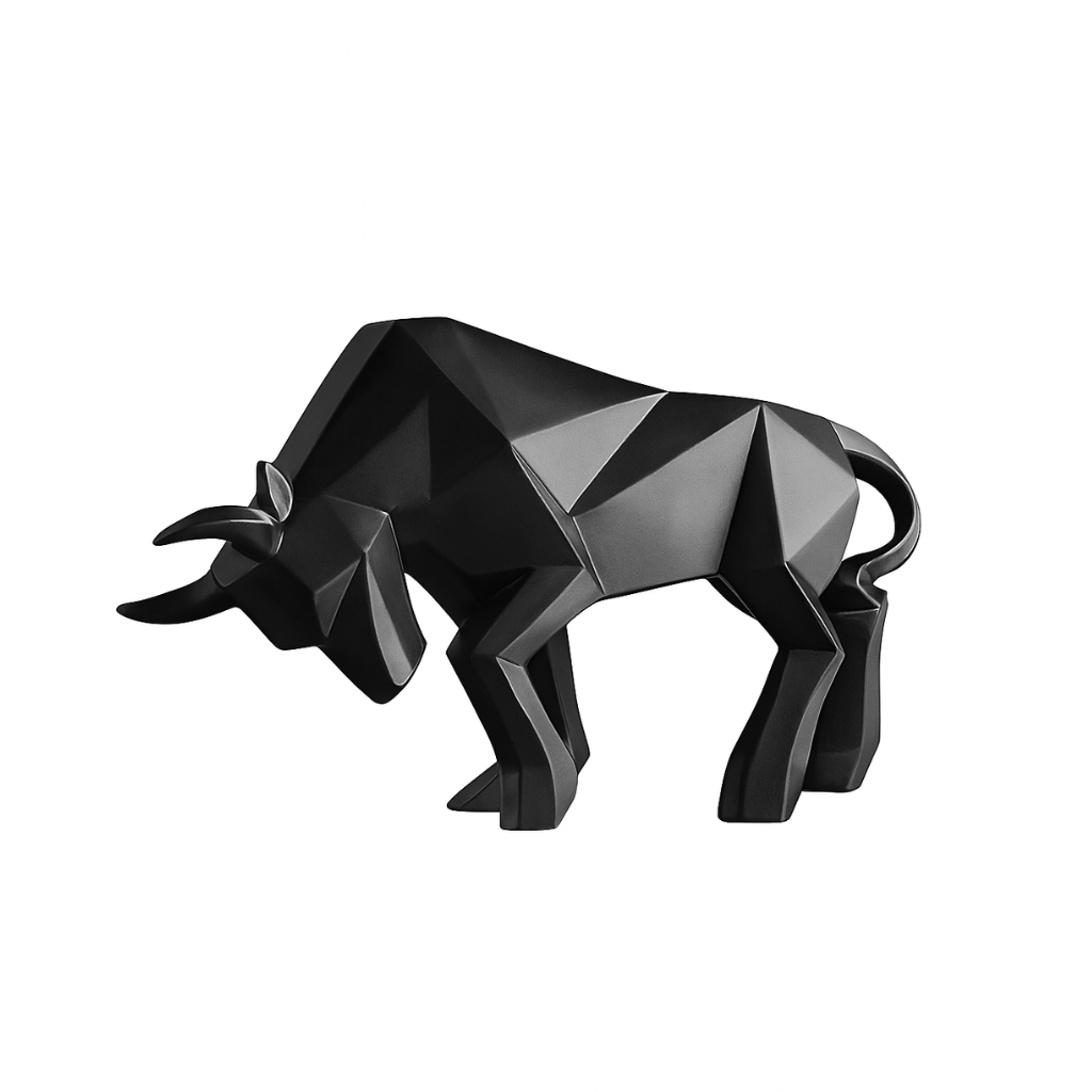 Black Geometric Bull Sculpture