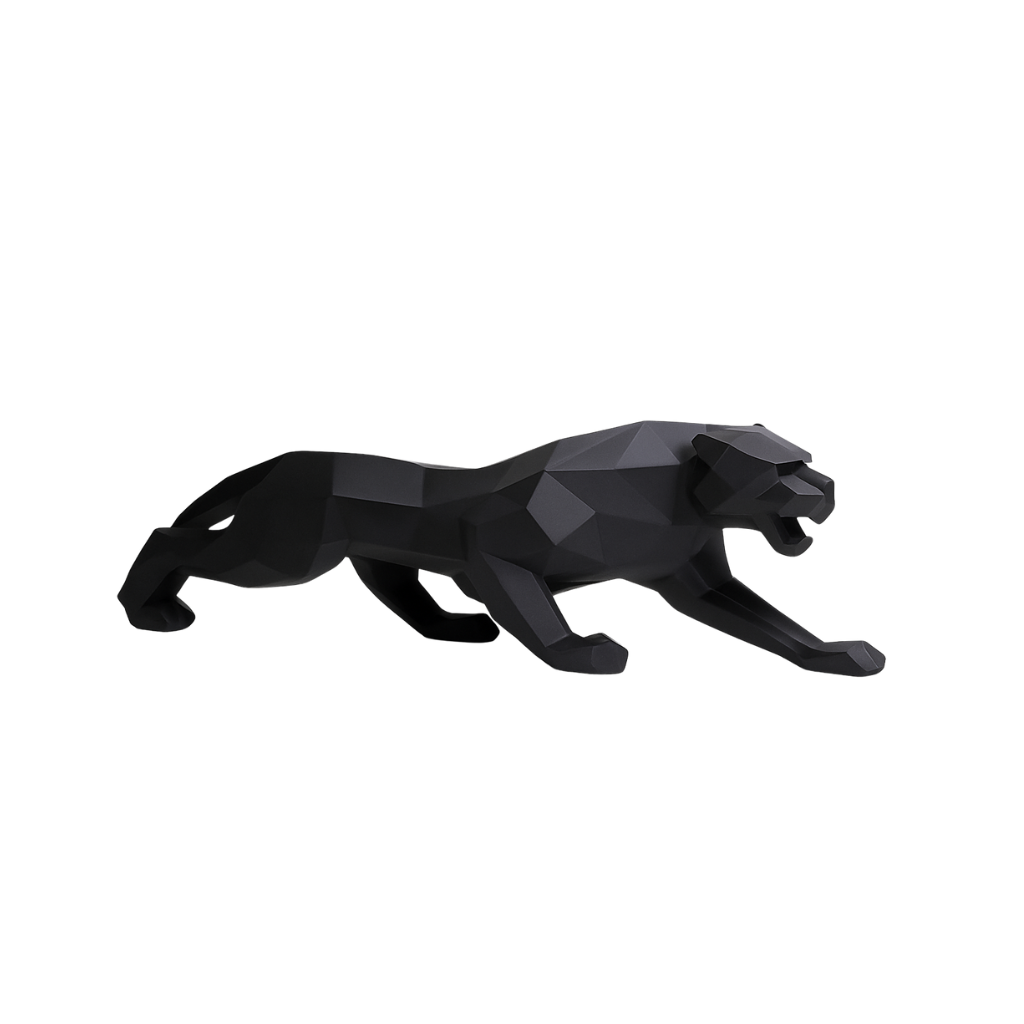 Geometric Panther Sculpture – Bold Black Modern Decor