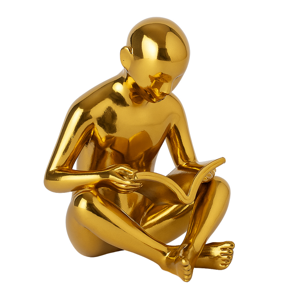 Gold Sitting Reader Sculpture