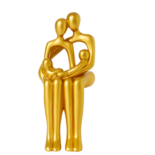 Gold Family Embrace Sculpture