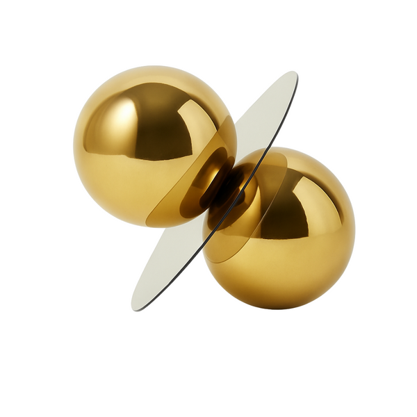 Modern Gold Orb and Mirror Balance Sculpture
