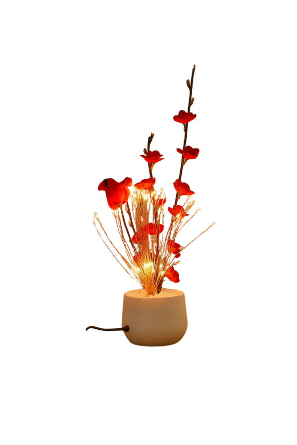 Red Blossom Fiber Optic Lamp – Bold Light, Romantic Flair