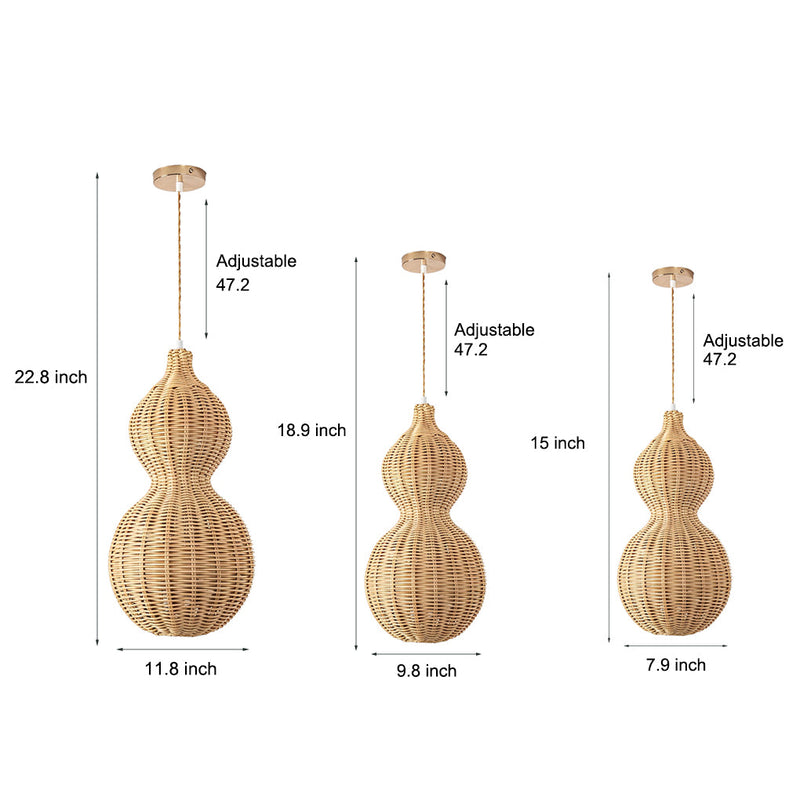 Stylish Woven Rattan Gourd Hanging Lamp - Outdoor Pendant Light for Patio & Garden Decor