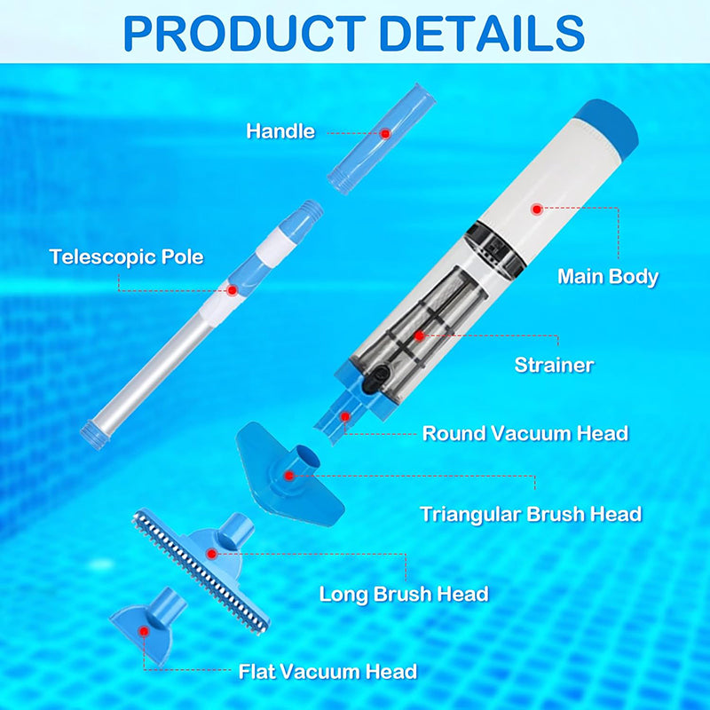 3-in-1 Cordless Rechargeable Pool Vacuum Cleaner - Powerful, Lightweight & Versatile for Effortless Pool Cleaning