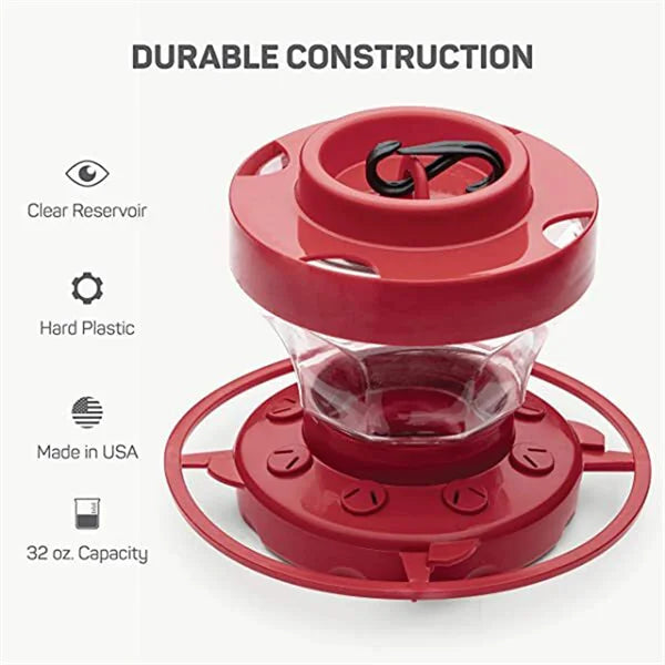 Bee-Proof Hanging Hummingbird Water Feeder with Perch - Durable, Easy to Clean, Ideal for Attracting Hummingbirds