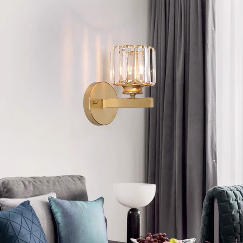 Modern Crystal Glass Wall Light with Elegant Arm Design - Stylish Home Lighting Fixture
