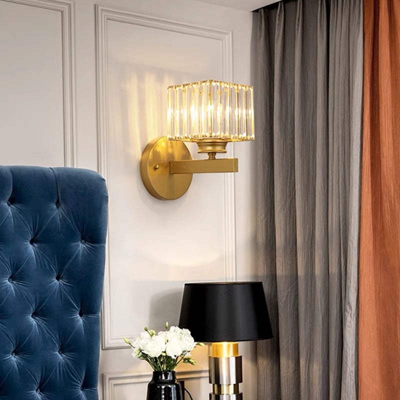 Modern Crystal Glass Wall Light with Elegant Arm Design - Stylish Home Lighting Fixture