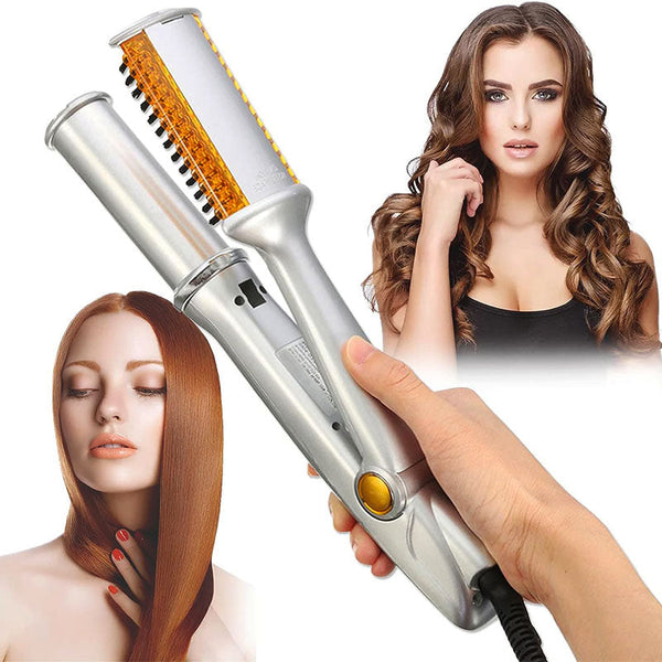 Professional 2-in-1 Rotating Hair Brush & Iron - Effortless Styling & Volume for All Hair Types