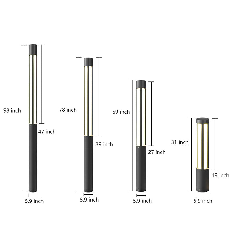 Modern Black Cylinder LED Outdoor Landscape Bollard Lights - Stylish & Energy-Efficient Illumination for Pathways & Gardens
