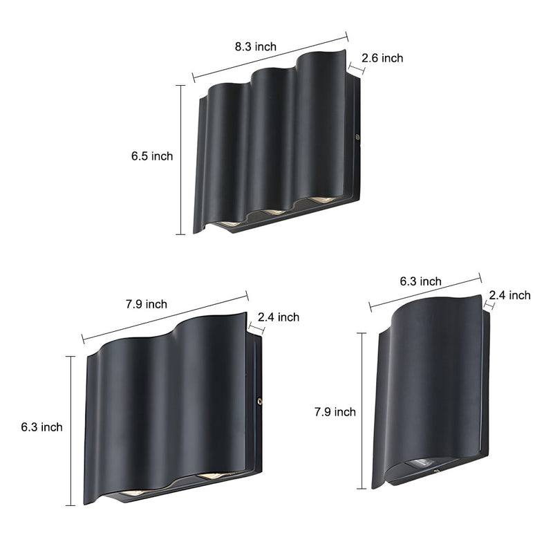 Arc Waterproof LED Wave Wall Sconces - Stylish Outdoor Up & Down Lighting for Patios & Gardens