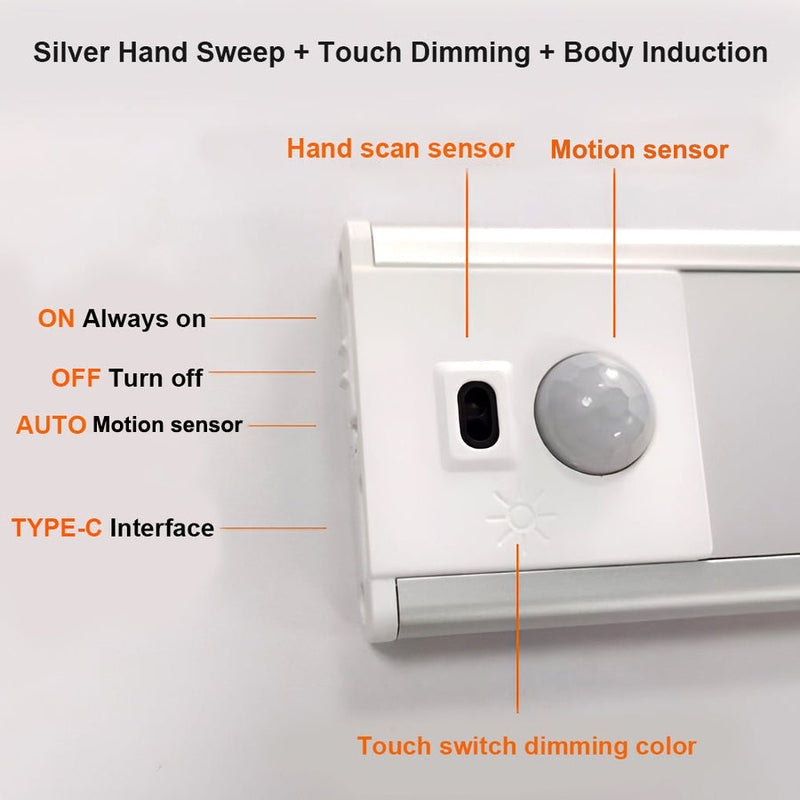 Rechargeable Wireless LED Under Cabinet Wall Light with Motion Sensor - Battery Operated & Easy Installation