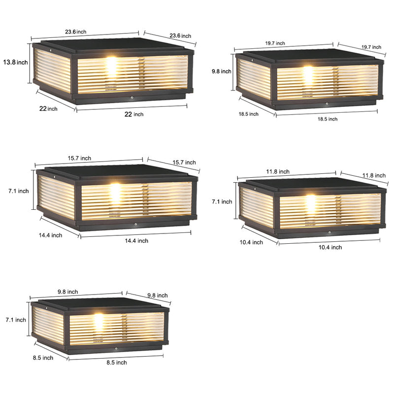 Square Ribbed Glass Outdoor Pier Mount Pillar Light - Elegant Design for Patios & Gardens