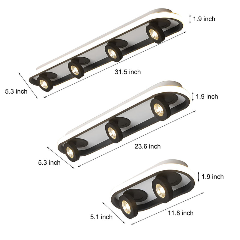 Modern Adjustable Rounded Rectangular LED Ceiling Spotlight - Sleek Design for Home & Office Lighting