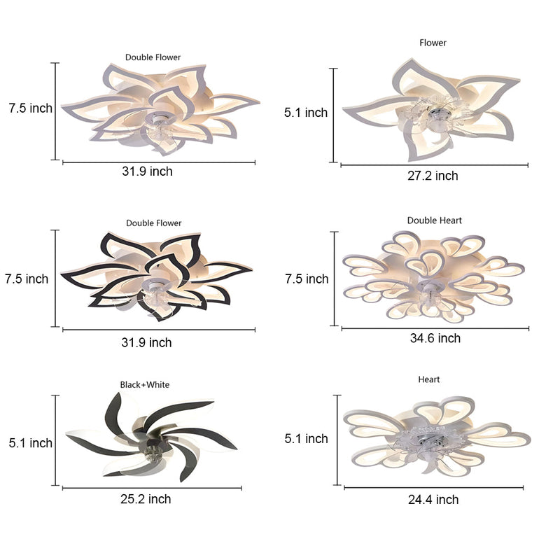 Nordic Creative Flower-Shaped LED Ceiling Fan Light with 3-Step Dimming - Modern Home Decor