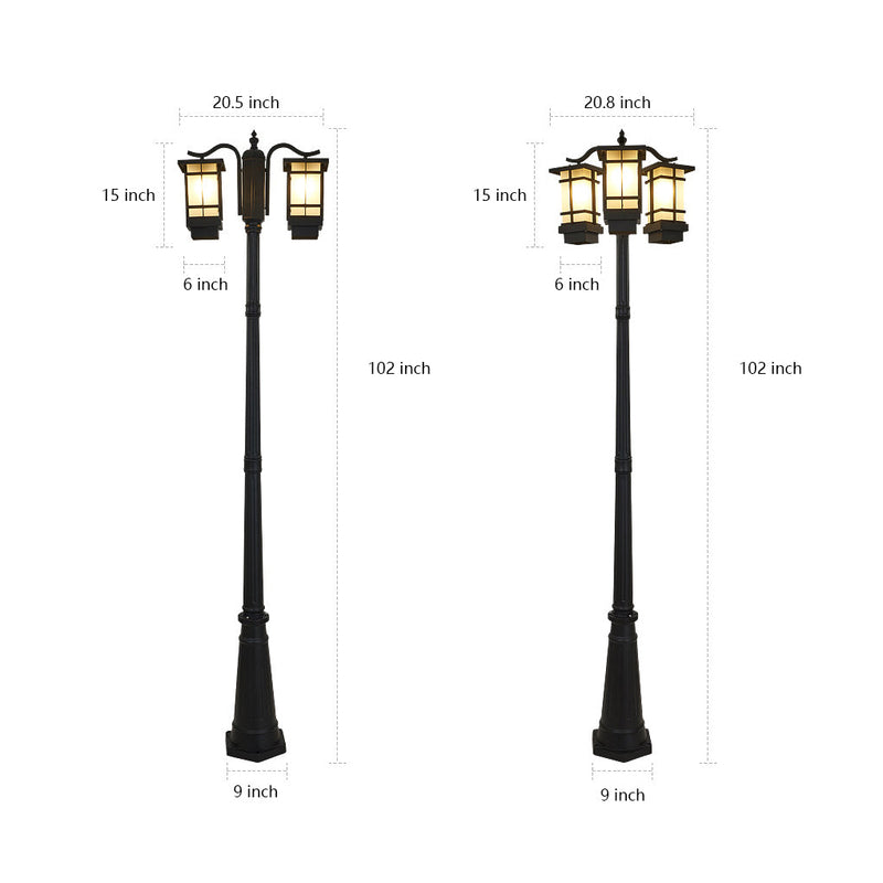 3-Light Waterproof Black Modern Outdoor Post Lights - Stylish Public Lighting for Patios, Gardens, and Walkways