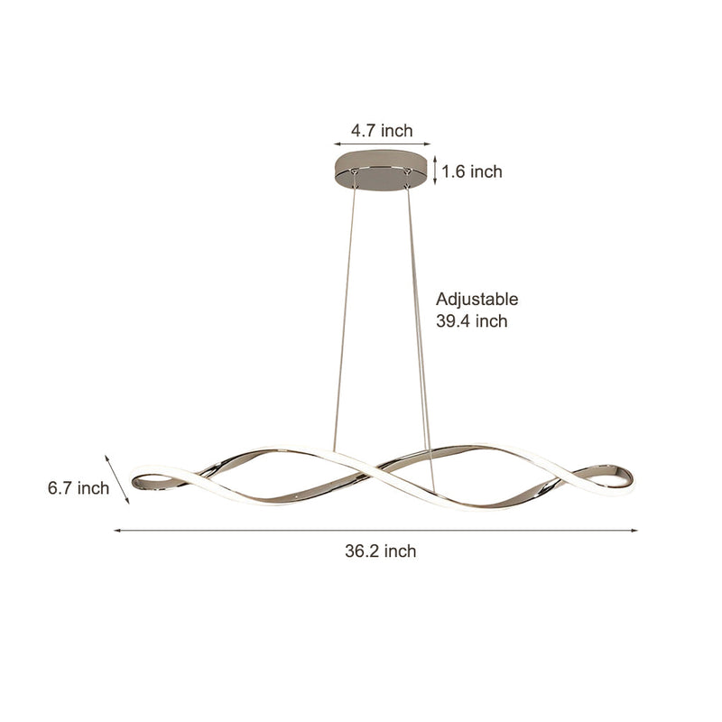 Modern Electroplating LED Chandelier with Stepless Dimming - Creative Waves Design