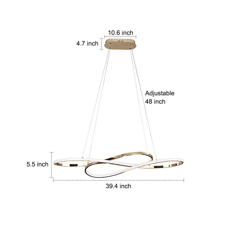 Nordic Wavy Double 8-Shaped LED Chandelier - Stepless Dimming Hanging Lamp for Modern Home Decor