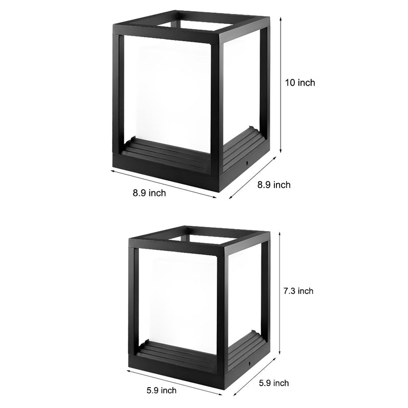 Modern Minimalist Square Waterproof LED Solar Fence Post Lights - Black Design for Outdoor Illumination