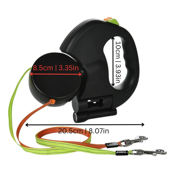 Tangle-Free Dual Dog Leash with LED Light & 360° Swivel Design - Perfect for Walking Two Dogs