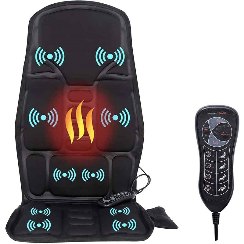 8-Mode Heated Massage Chair Pad with Neck & Back Cushion - Ideal for Home & Car Use