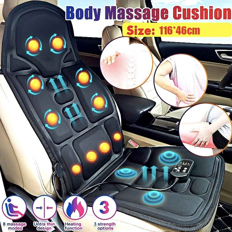 8-Mode Heated Massage Chair Pad with Neck & Back Cushion - Ideal for Home & Car Use