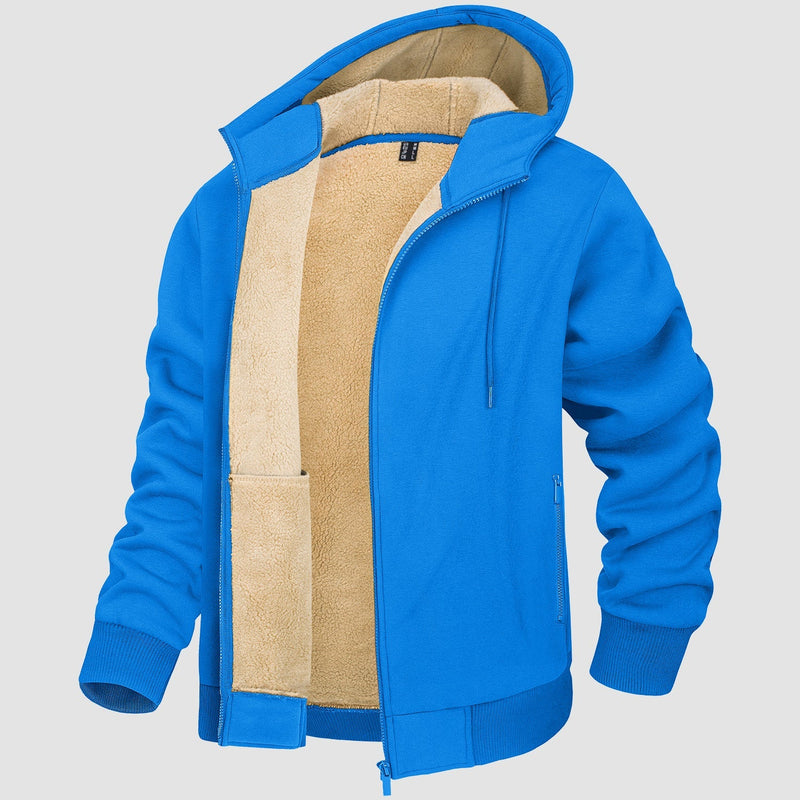 Men's Cozy Fleece-Lined Zipper Hoodie Jacket - Warm Winter Coat for Ultimate Comfort & Style