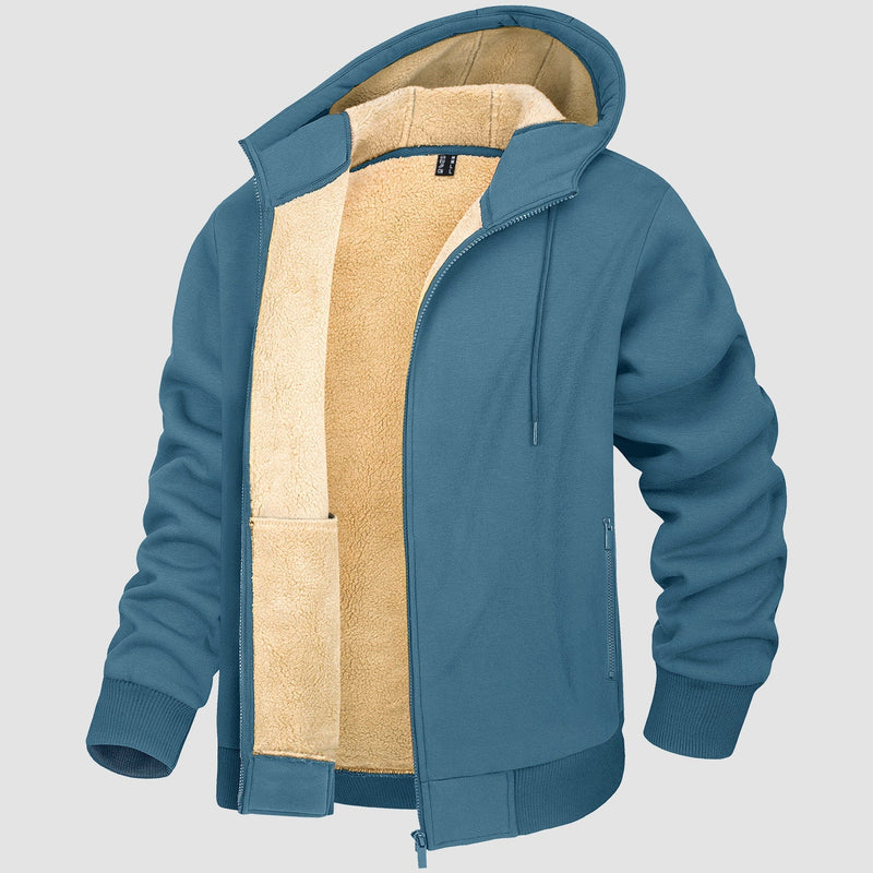 Men's Cozy Fleece-Lined Zipper Hoodie Jacket - Warm Winter Coat for Ultimate Comfort & Style